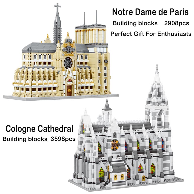 Kids Toys Paris - ชุดตัวต่ออาคารมหาวิหารน็อทร์-ดาม เดอ ปารีส โคโลญ ชุดโมเดลสถาปัตยกรรม 2908