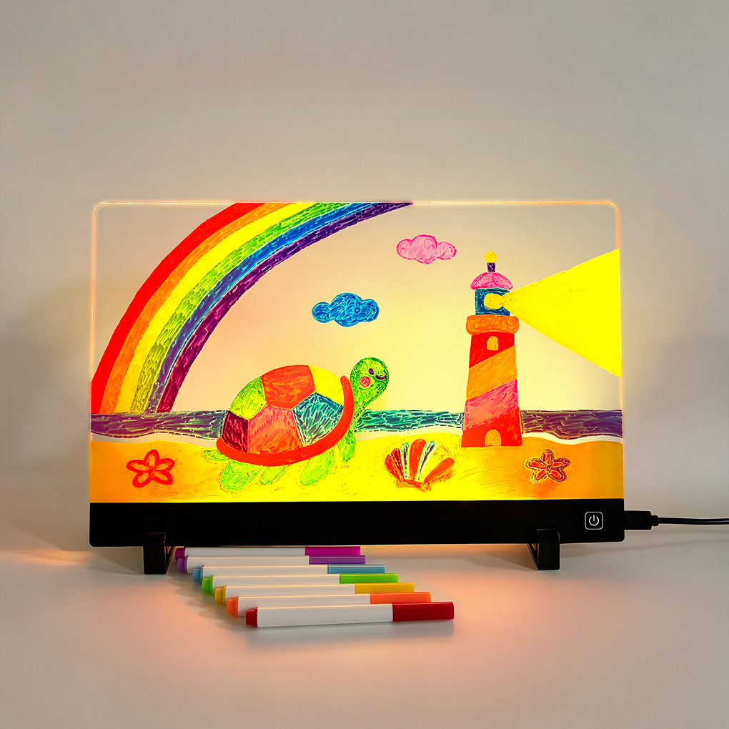 Kids Toys Drawing - กระดานวาดภาพสำหรับเด็ก กระดาน LCD แบบนำกลับมาใช้ใหม่ได้ กระดานวาดภาพแบบมีไฟสำหรับเด็ก ของเล่นเสริมพัฒนาการ