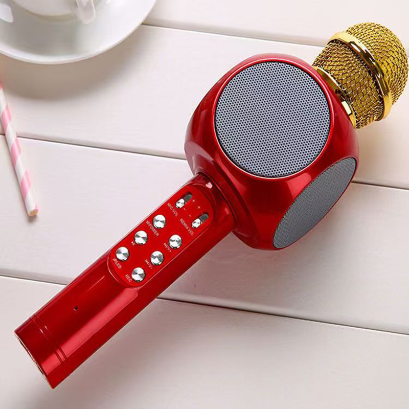 Kids Microphone Karaoke - WS1816 ไร้สายเด็กคาราโอเกะไมโครโฟนเด็กไมโครโฟนบลูทูธไมโครโฟนเด็กพร้อมไฟ LED ลําโพงไมโครโฟนแบบพกพา