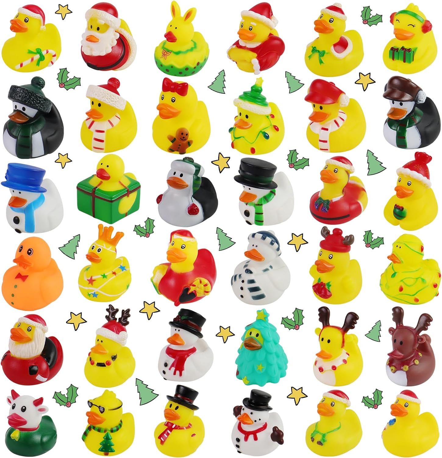 Rubber Duck Bath - 2/6/12PC คริสต์มาสเป็ดยาง, ยาง Ducky ของเล่นน่ารักวันหยุดเป็ดยาง Ducking