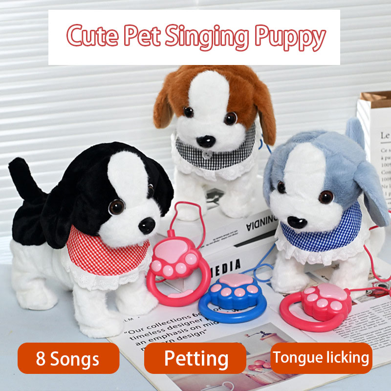Kids Toys Dog - ดึง String ไฟฟ้าลูกสุนัข Soft Plush ของเล่นสร้างสรรค์น่ารักจะเลียลิ้นเดินร้องเพลงการเรียนรู้