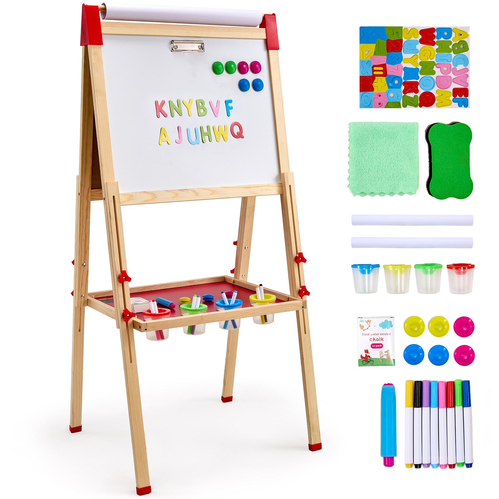 Kids Art Easel - SucceBuy เด็กกระดานวาดภาพแม่เหล็กไม้สองด้านเด็ก Art ขาตั้งไวท์บอร์ด Chalkboard สําหรับสาวของขวัญของเล่น