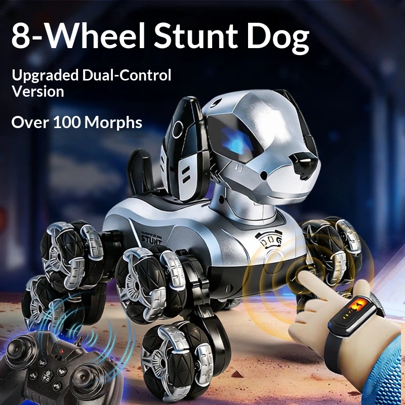 Kids Toys Dog - หุ่นยนต์สุนัข RC แบบใหม่ 8 ล้อ รถของเล่นไฟฟ้า