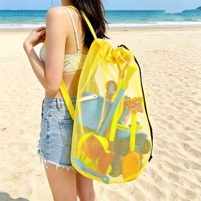 Kids Storage Toys - กระเป๋าเก็บของชายหาดแบบตาข่ายพกพาขนาดใหญ่ ระบายอากาศได้ พับเก็บได้ 1 ชิ้น สำหรับเด็ก