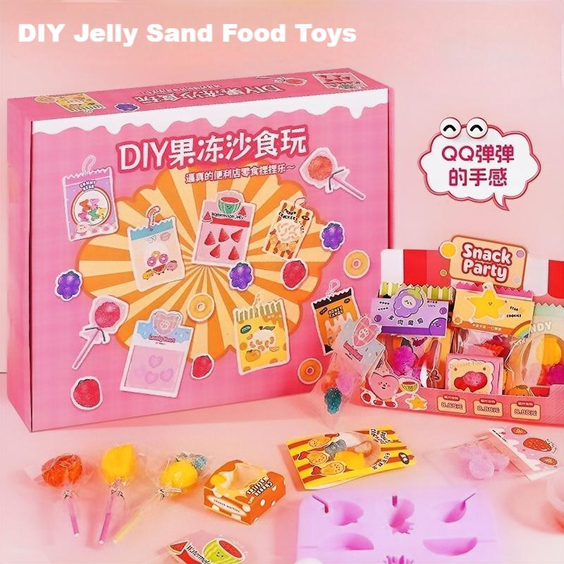 Kids Toys Kitchen - ชุดของเล่นทำอาหารจิ๋ว DIY ชุดของเล่นทรายเจลลี่ ชุดครัวของเล่นสมมติ ของขวัญคริสต์มาสสำหรับเด็ก สร้างสรรค์อาหารของคุณเอง