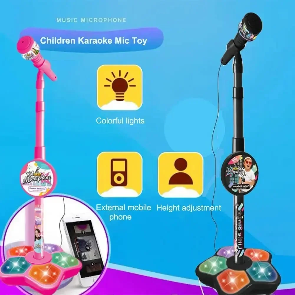 Kids Microphone Karaoke - เด็กไมโครโฟนพร้อมขาตั้งเพลงคาราโอเกะไมโครโฟนแนวตั้งเครื่องดนตรีของเล่นสมอง-การฝึกอบรมของเล่นเพื่อการศึกษาของขวัญวันเกิดเด็กผู้หญิง