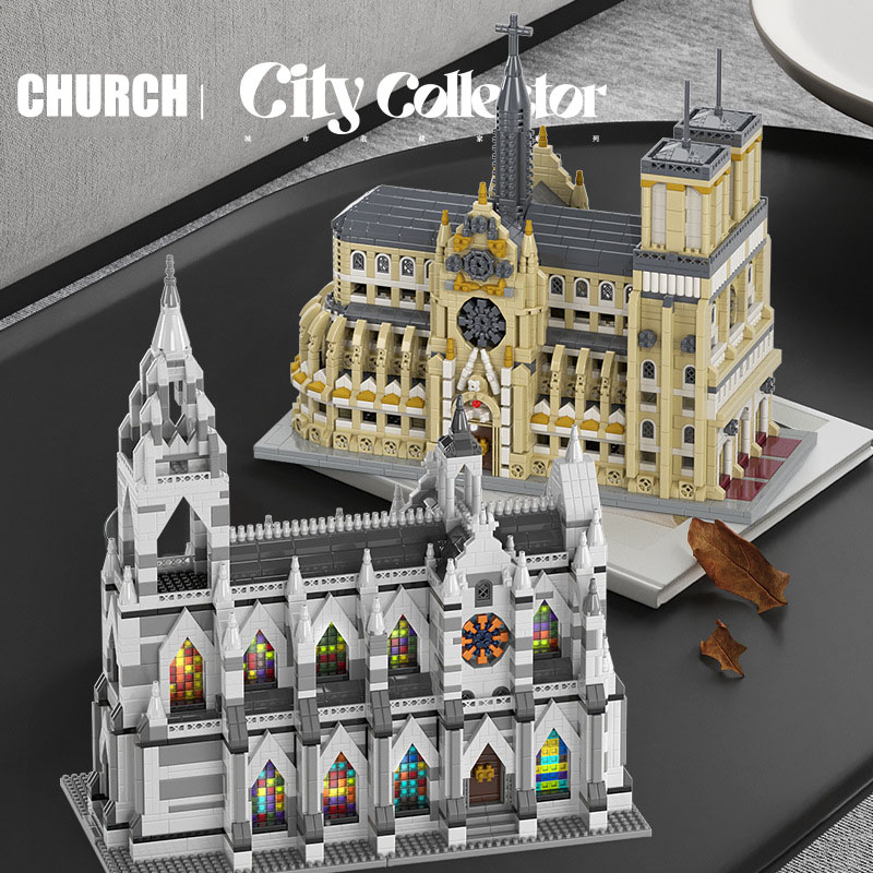 Kids Toys Paris - ชุดตัวต่อสถาปัตยกรรมเมืองนอเทรอดามแห่งปารีส ชุดบล็อกขนาดเล็ก ของสะสมแบบจำลองโบสถ์โคโลญจน์ ของเล่นและของขวัญ