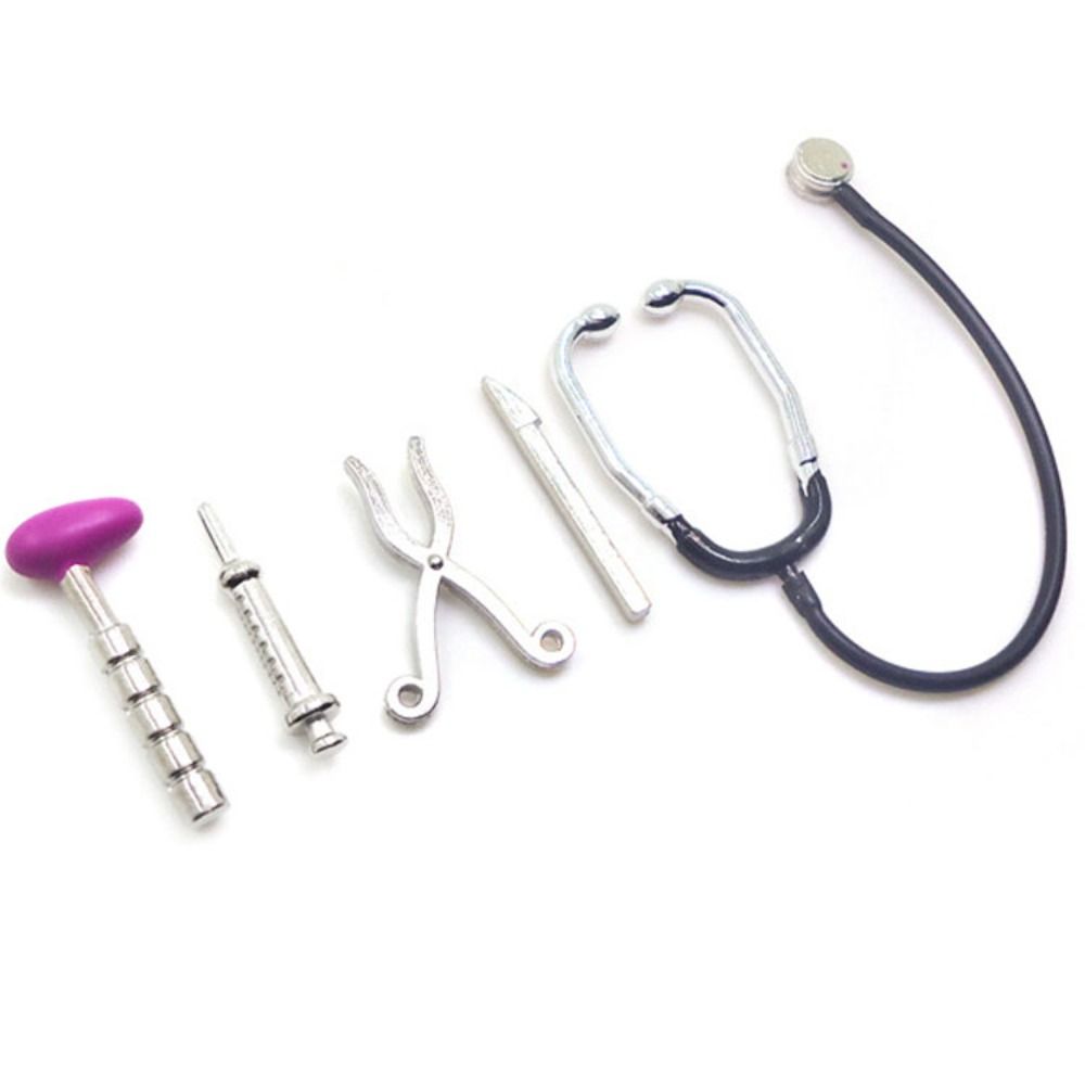 Kids Toys Doctor Set - ชุดเครื่องฟังคอสเตอร์ของเล่นเด็กทำจากโลหะสำหรับ1/12 1/6อุปกรณ์เสริมสำหรับตุ๊กตาพยาบาลแพทย์