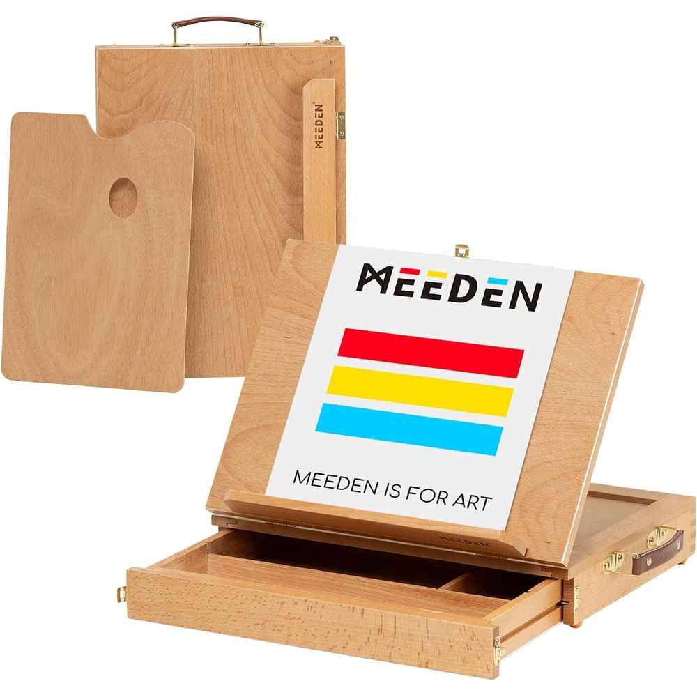Kids Art Easel - ขาตั้งโต๊ะไม้เนื้อแข็งแบบพกพาสำหรับกระดานวาดภาพพร้อมที่เก็บของ เหมาะสำหรับศิลปิน นักเรียนศิลปะ และเด็กๆ รองรับผ้าใบได้