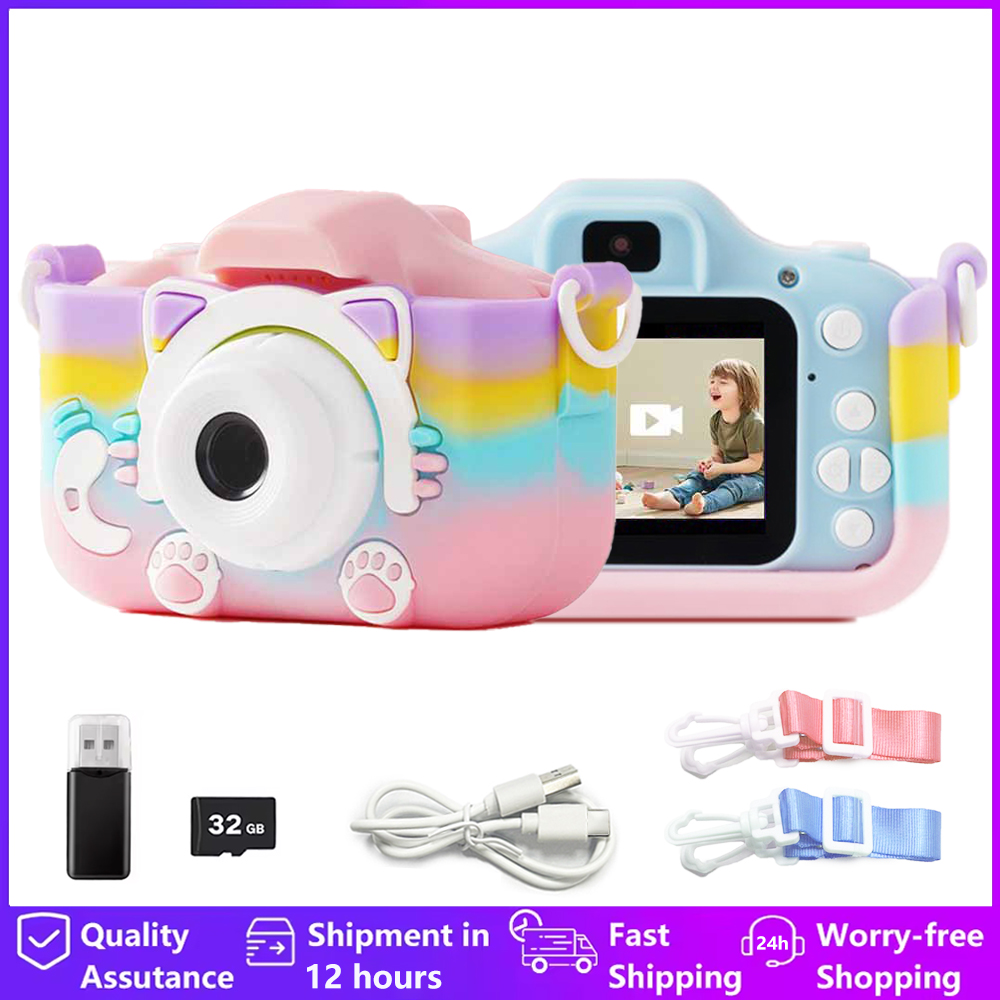 Kids Toys Top View - กล้องเด็กของเล่น HD 1080P Cat Mini Digital