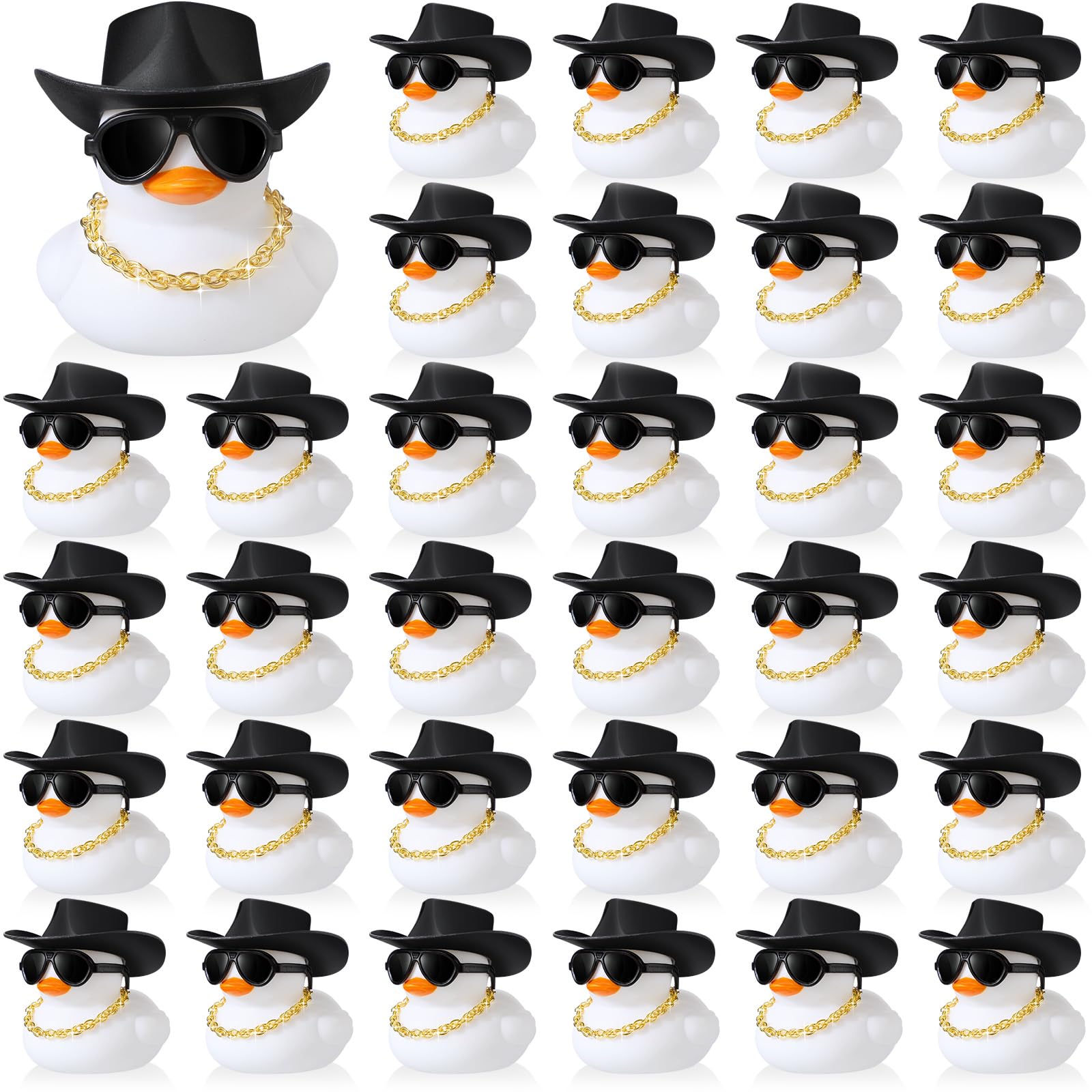 Rubber Duck Bath - 6-60 ชุดสีขาวคาวบอยเป็ดยางจํานวนมาก Mini สีเหลือง Duckies Party