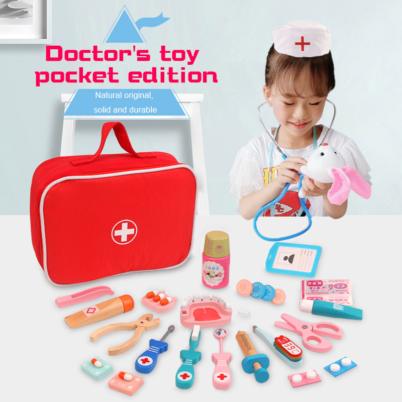 Kids Toys Doctor Set - ชุดของเล่นบทบาทสมมติคุณหมอ ของเล่นไม้จำลองหมอฟัน ชุดตรวจสุขภาพฟัน แปรงฟัน ยา ของเล่นเสริมพัฒนาการสำหรับเด็ก