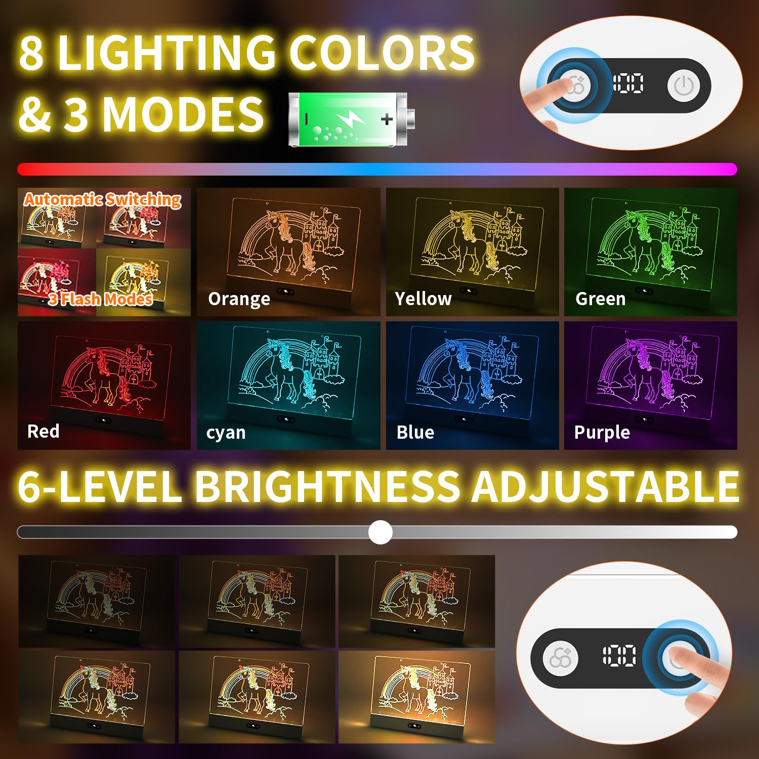 กระดานวาดภาพ LED แบบชาร์จไฟได้ - Kids Toys Drawing บทวิจารณ์และราคา