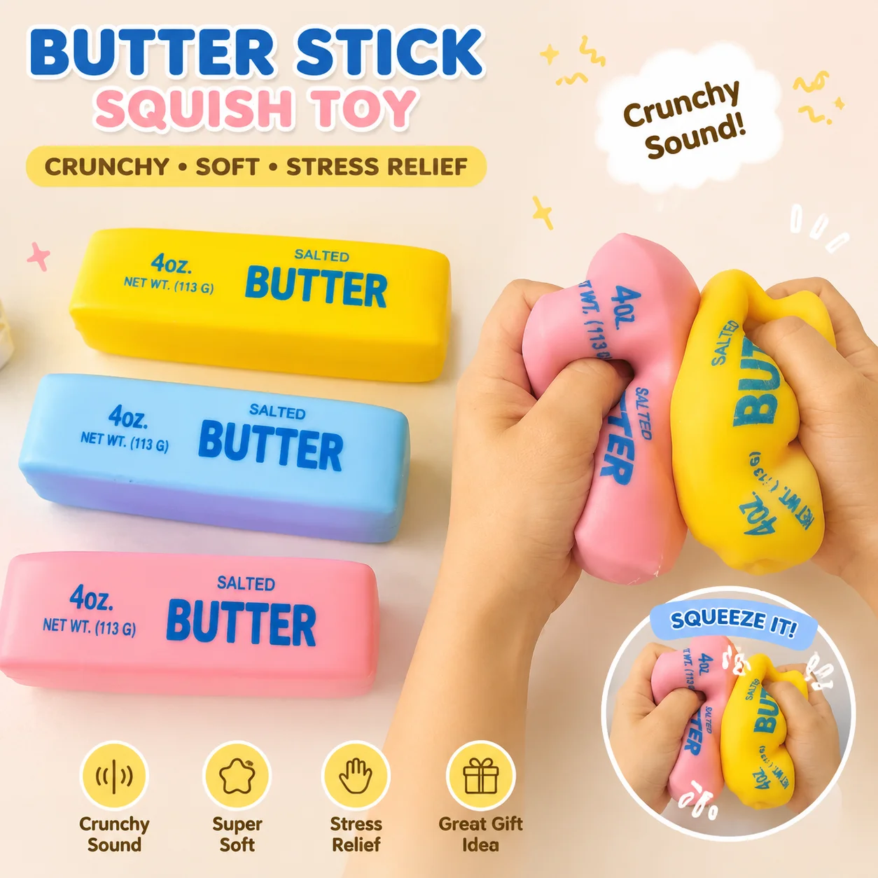 ของเล่นบัตเตอร์สติ๊กนุ่มเหมือน - Sensory Fidget Toys บทวิจารณ์และราคา