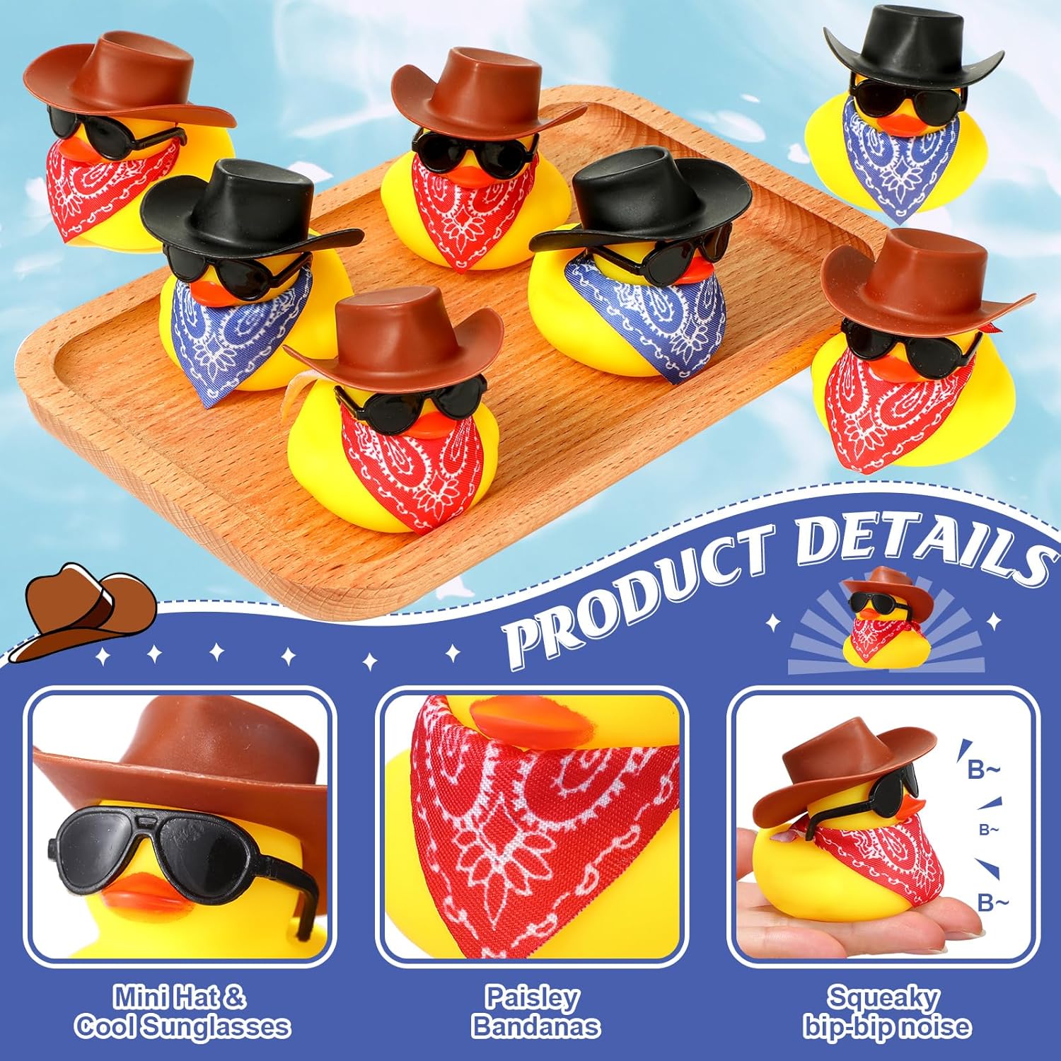 24 ชุดคาวบอยเป็ดยางพร้อมหมวกผ้ - Rubber Duck Bath บทวิจารณ์และราคา
